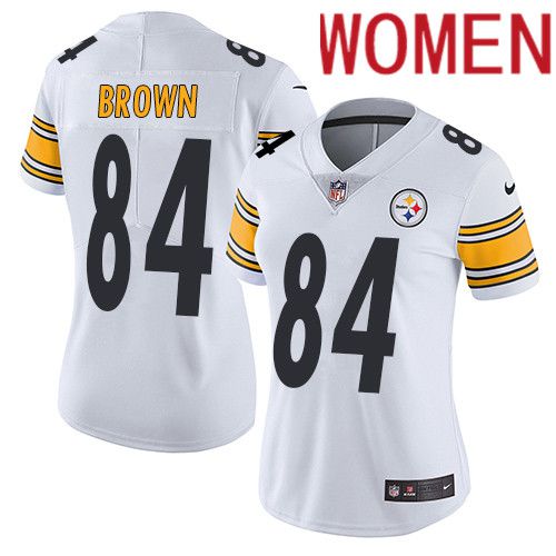 Women Pittsburgh Steelers #84 Antonio Brown Nike White Vapor Limited NFL Jersey->women nfl jersey->Women Jersey